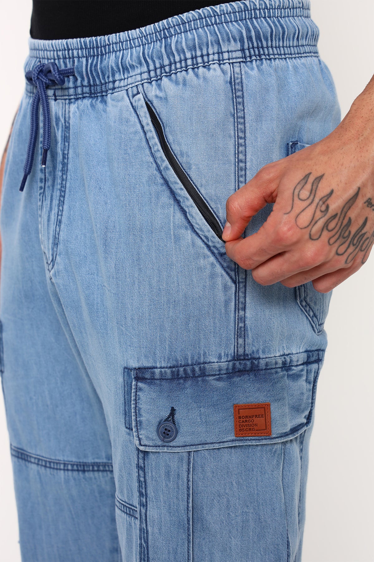 Men- Light Denim Blue Cargo Denim
