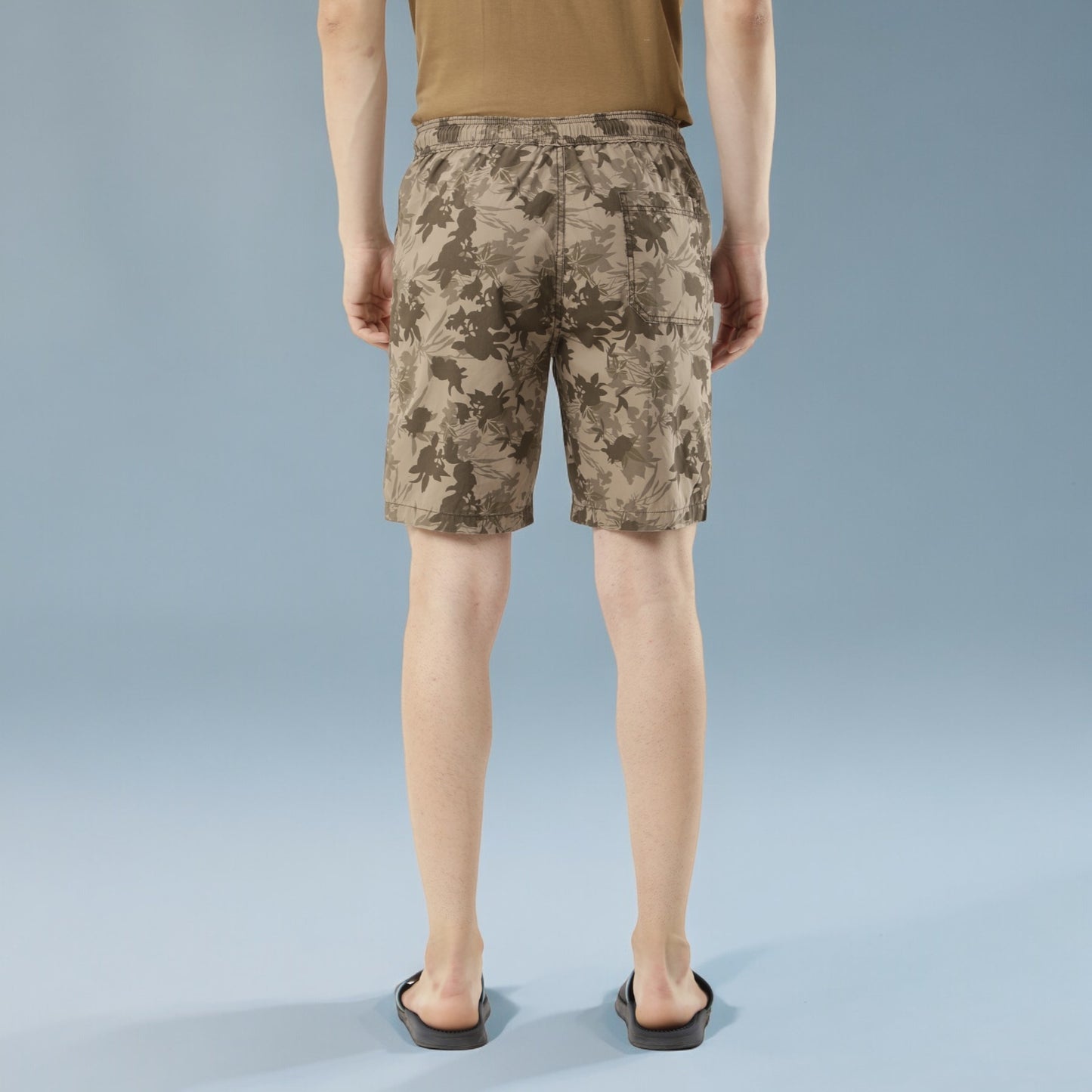 Leaf Printed Khaki Comfort Shorts