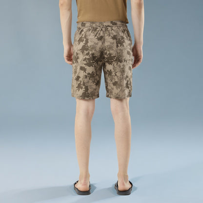 Leaf Printed Khaki Comfort Shorts