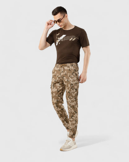 Camou Pigment Printed Brown Joggers