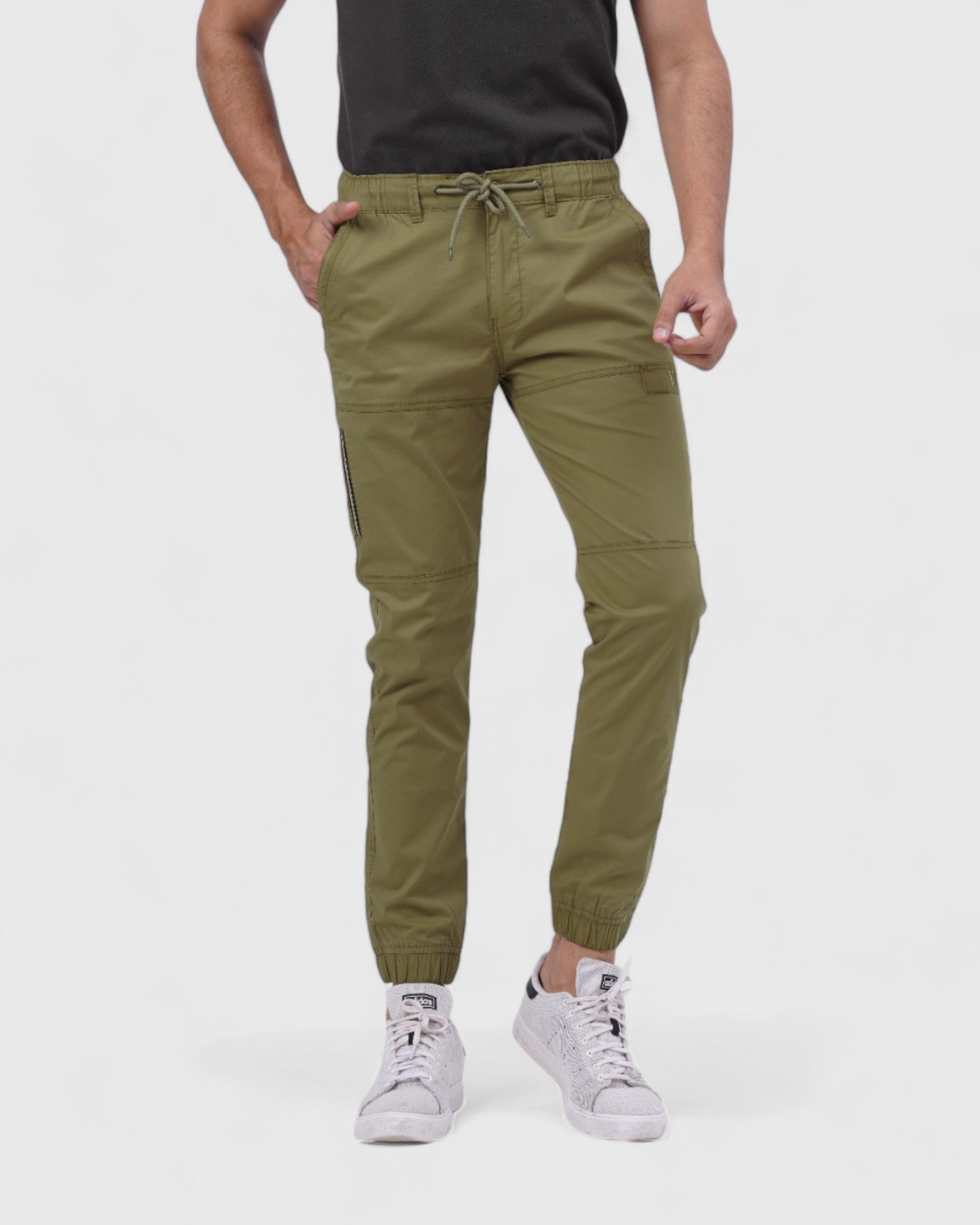 Solid Dark Khaki Joggers Bornfree Store