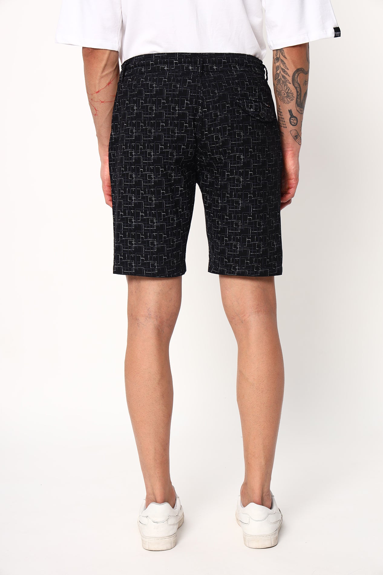 Black Grey Printed Shorts