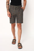 Abstract Print On Olive Shorts