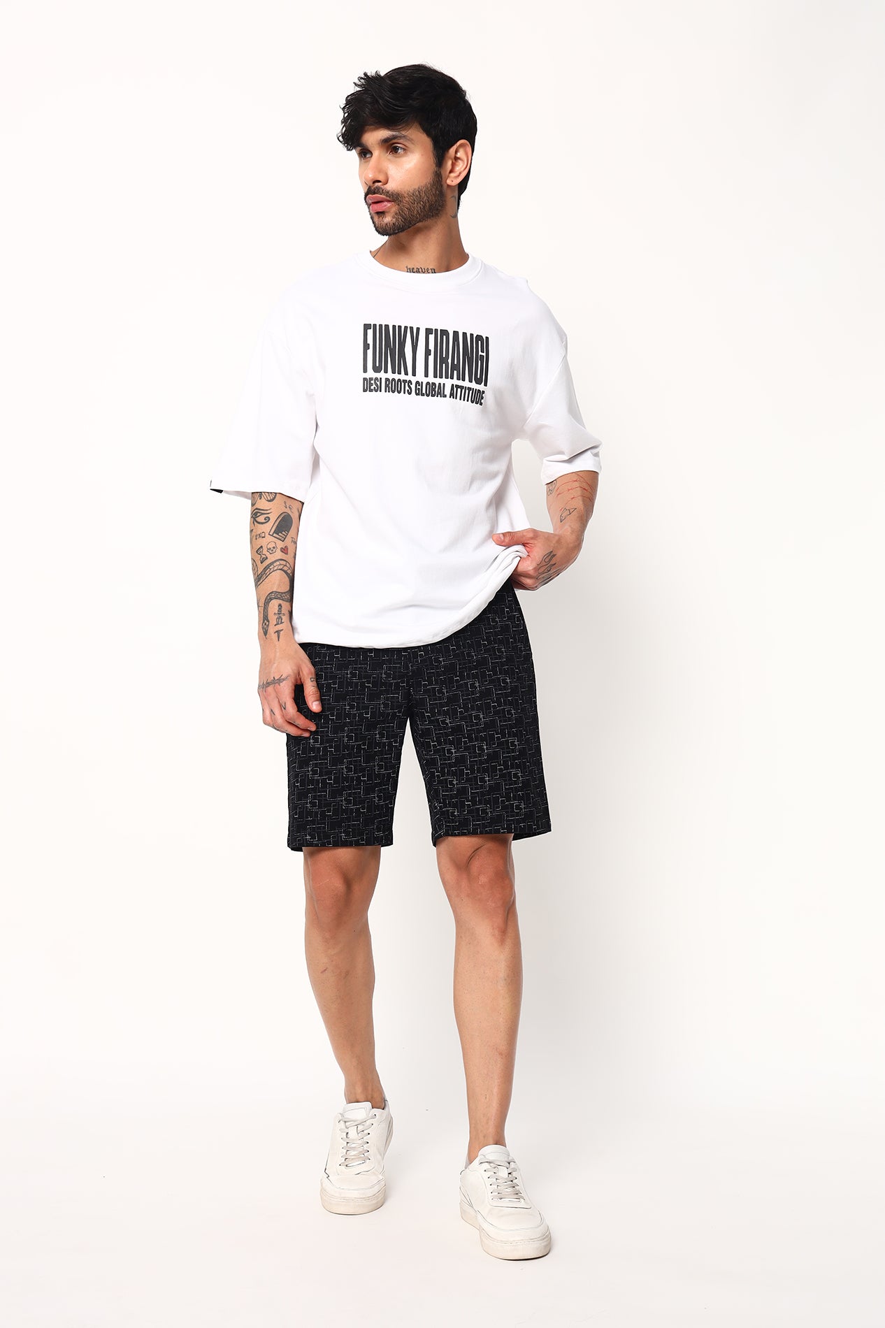 Black Grey Printed Shorts