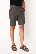 Abstract Print On Olive Shorts