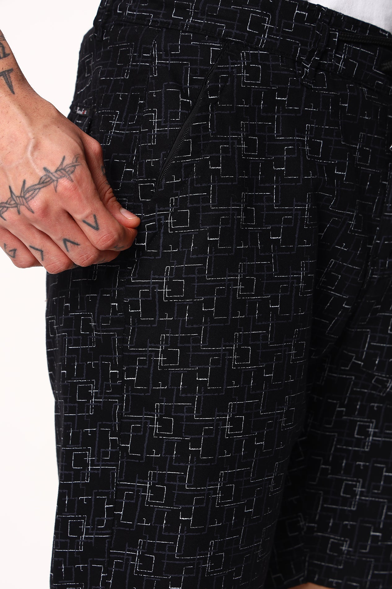 Black Grey Printed Shorts