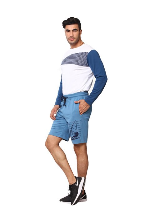 MEN'S KNITTED SOLID SHORTS WITH GRAPHIC PRINT - Bornfree